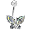 Ocelový piercing Motýl, Barva zirkonu: Vícebarevné