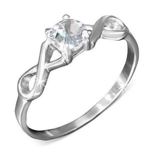 Ocelový prsten se symboly nekonečna a zirkonem