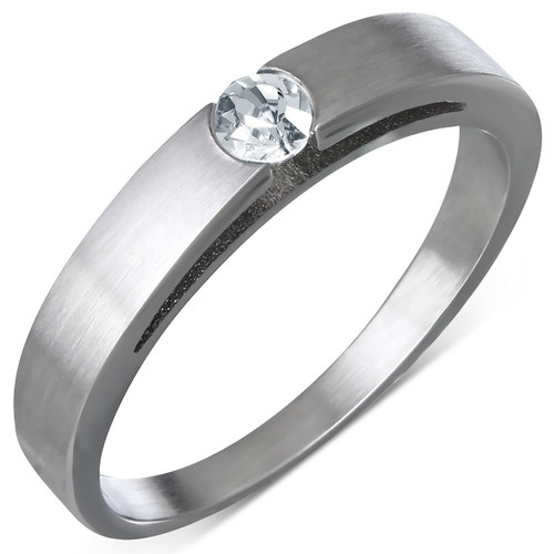 Ocelový prsten s zirkonem