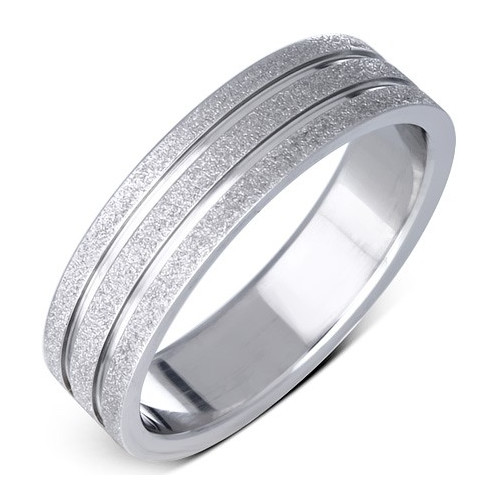 Pískovaný ocelový prsten s dvěma drážkami