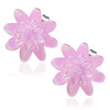 Růžová perleťová květina - Ocelové náušnice