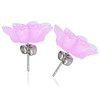 Růžová perleťová květina - Ocelové náušnice