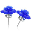 Tmavě modrý květ s perletí - Ocelové náušnice